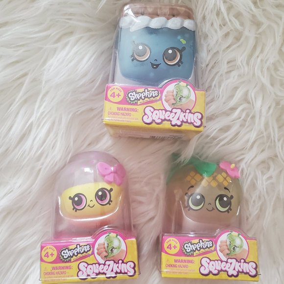 Shopkins Other - 🔴 Shopkins SQUEEZKINS Set of 3, collectibles, New